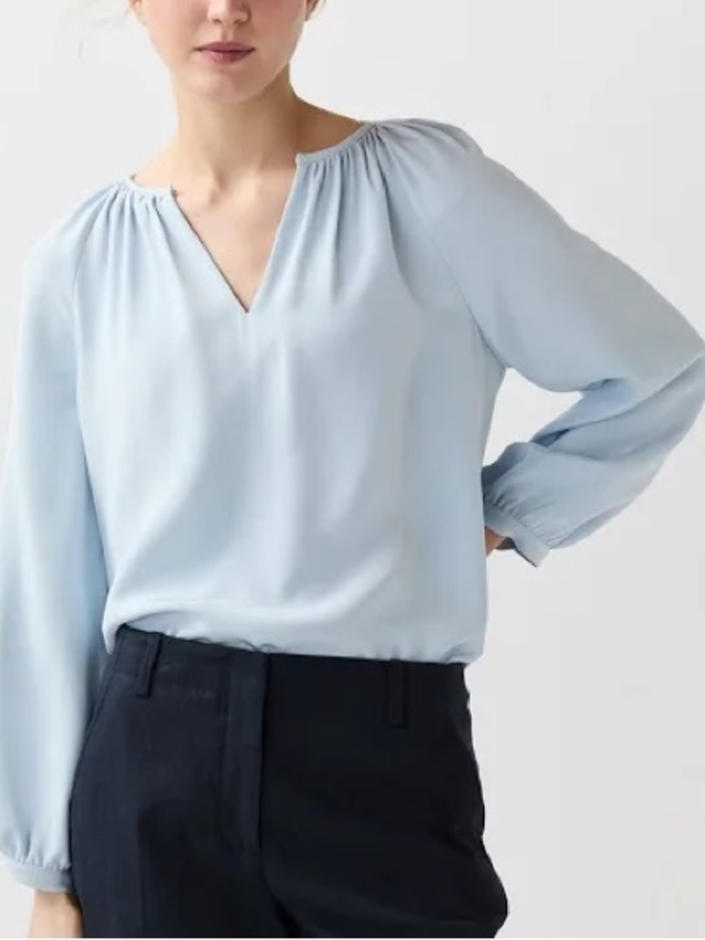NWT ANN MASHBURN women’s Ariana Blouse ivory Silk Crepe De Chine blouse size xl
